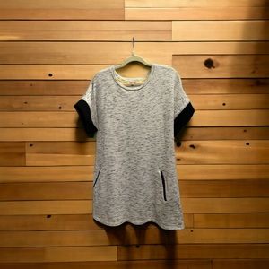 GIBSON LATIMER | Shirt Dress White & Black| Leather Black pockets | Size Small